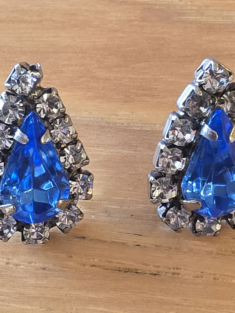 Blue Crystal Teardrop Necklace and Earrings Set Statement Jewelry